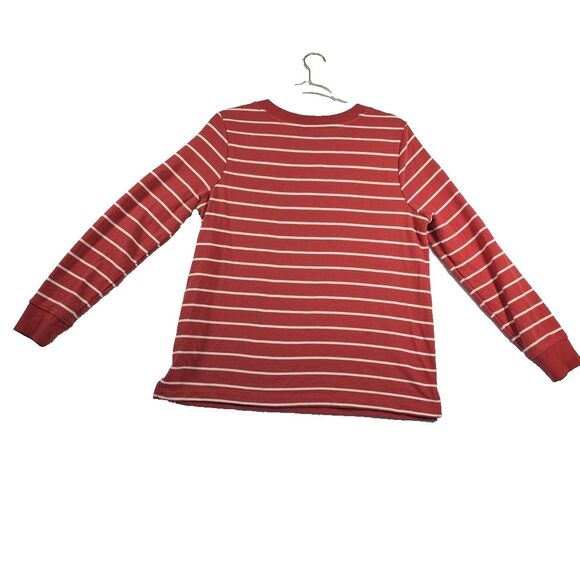 Old Navy Lace Up Striped Sweatshirt Top Shirt Women's size M Red Cream Tie - Picture 2 of 9